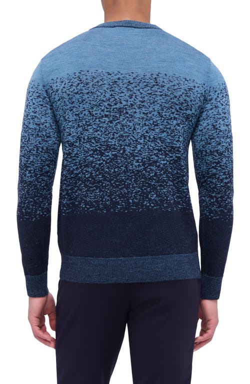 Shop Bugatchi Pattern Crewneck Merino Wool Sweater In Air Blue