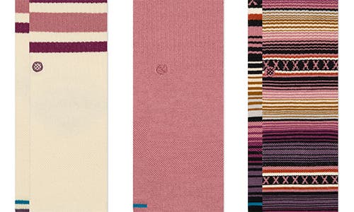 Stance Kids' Icon Assorted 3-pack Crew Socks In Dustyrose