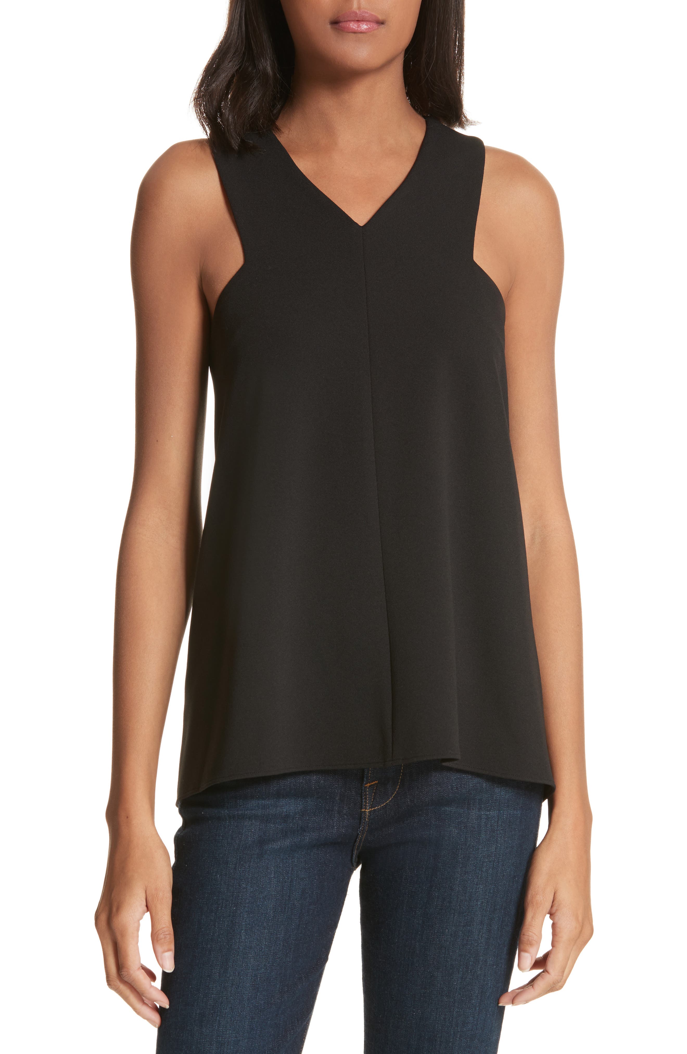 Tibi Structured Crepe Sleeveless Blouse 