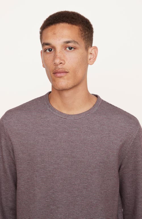 Vince Men's Stripe Long-sleeve Crewneck T-shirt In Med H Grey/beet Root