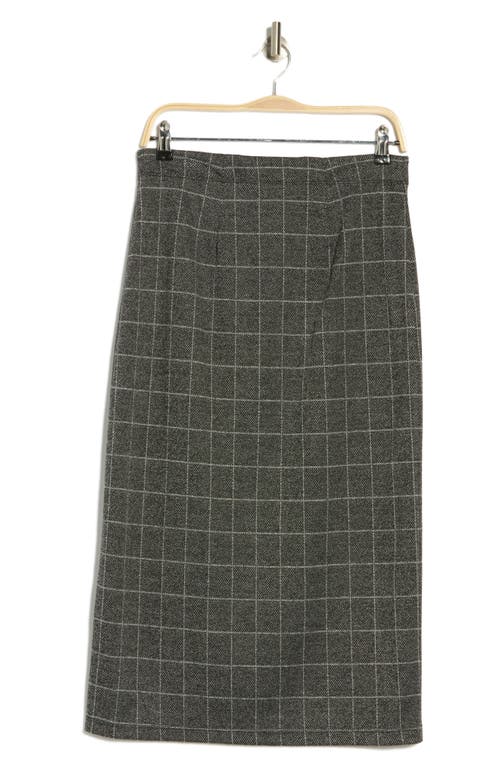 Max Studio Double Knit Slit Pencil Skirt In Black/charcoal Wndowpane