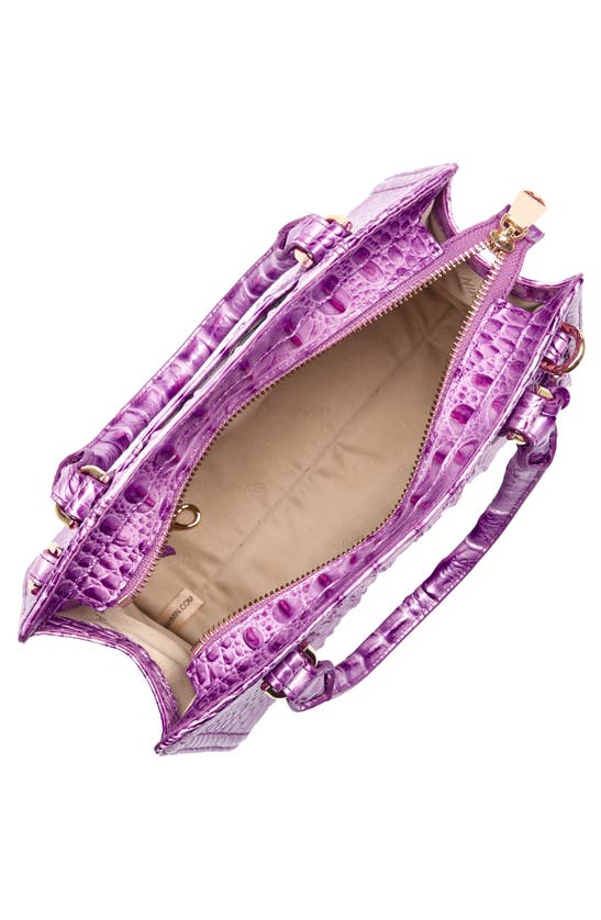 Shop Brahmin Cami Croc Embossed Leather Satchel In Lilac Essence