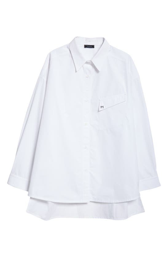 Shop Mugler Oversize Poplin Button-up Shirt In Blanc Optique
