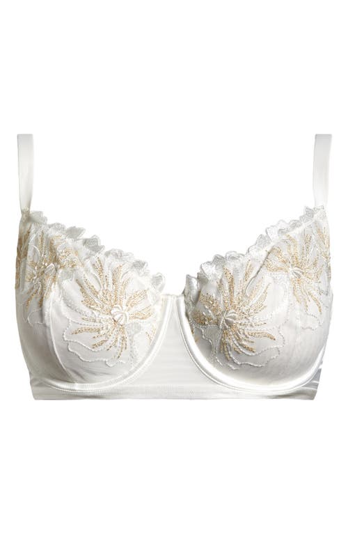 Shop Etam Amaryllis Embroidered Underwire Demi Bra In Ecru