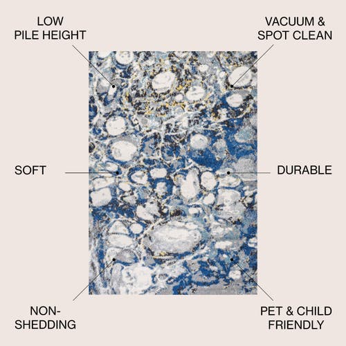 Jonathan Y Pebble Marbled Abstract Area Rug In Dark Gray/blue