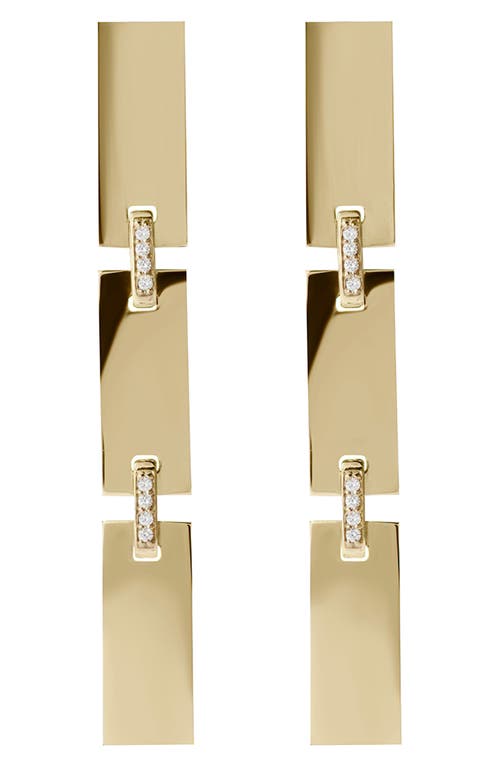 Tag Link Linear Drop Earrings in Gold