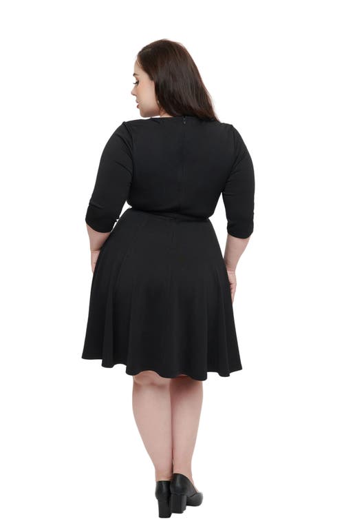 UNIQUE VINTAGE UNIQUE VINTAGE PLUS SIZE BOAT NECK BELTED STEPHANIE FIT & FLARE DRESS 