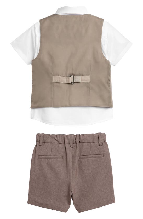 Shop Next Kids' Button-up Shirt, Vest, Bow Tie & Shorts Set In Natural