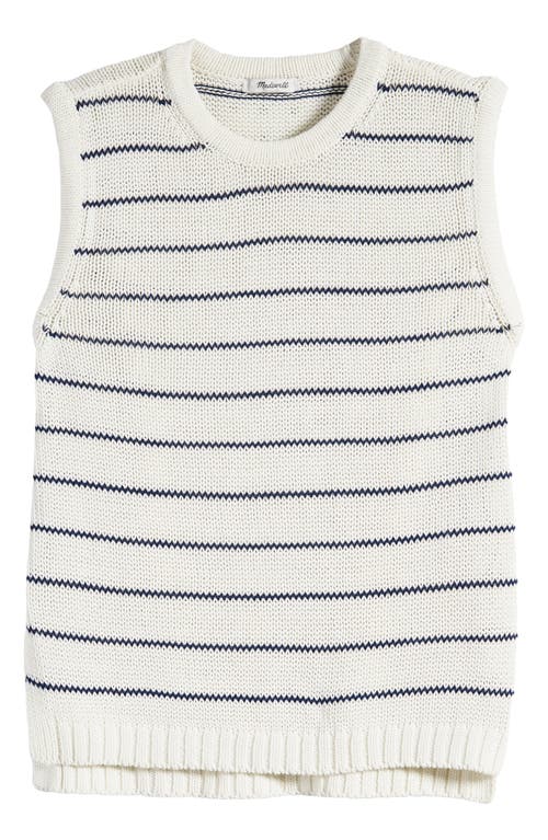 Shop Madewell Stripe Puff Trim Sweater Vest In Bright Ivory