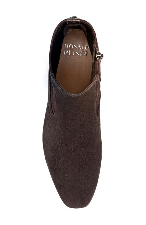 Donald Pliner Block Heel Leather Bootie In Dark Brown