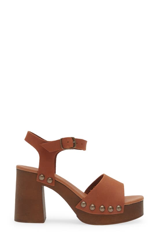 Chocolat Blu Holand Ankle Strap Platform Sandal In Cognac Leather