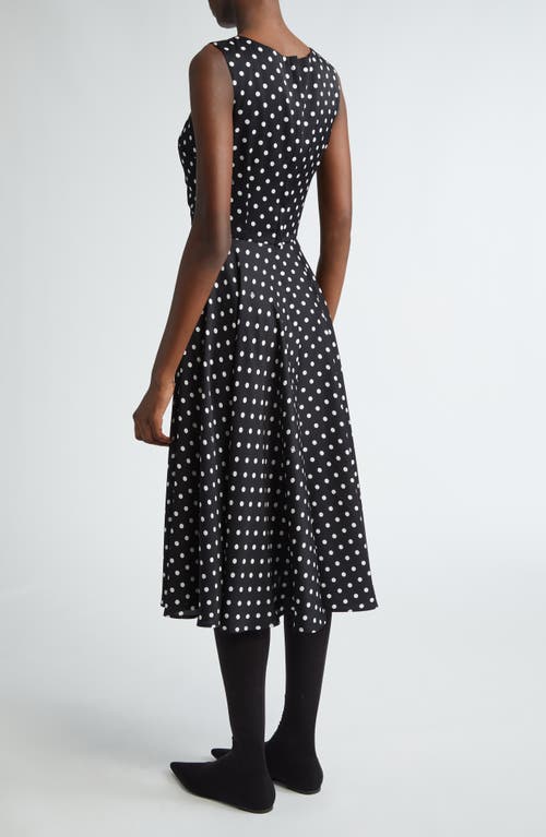 Shop Dolce & Gabbana Dolce&gabbana Polka Dot Sleeveless Cotton Midi Dress In Black/white