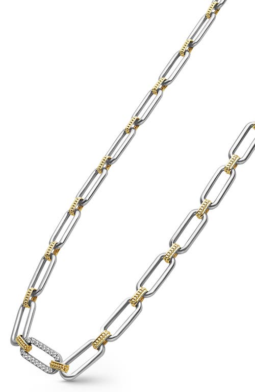 Lagos Signature Caviar Links Chain Necklace In Two-tone