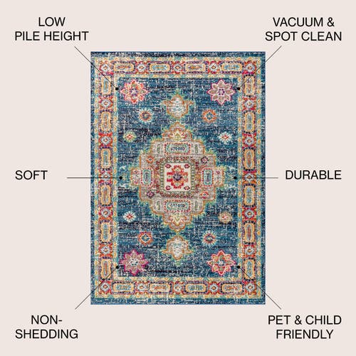 Jonathan Y Bohemian Flair Boho Vintage Medallion Area Rug In Navy/red