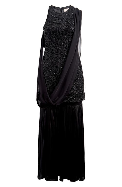 Shop Sani Anika Satin Gharara With Georgette Dupatta In Black