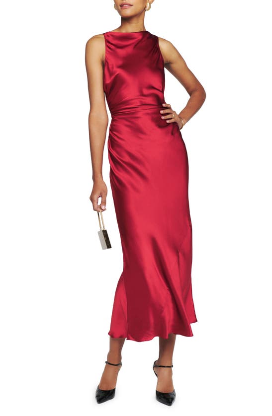 Reformation Casette Silk Midi Dress In Sangre