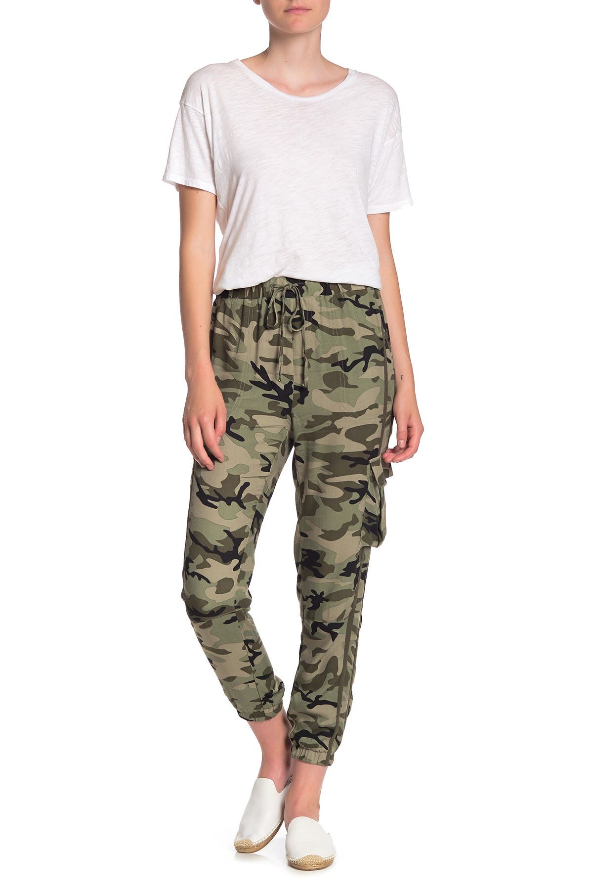 khaki drawstring cargo joggers