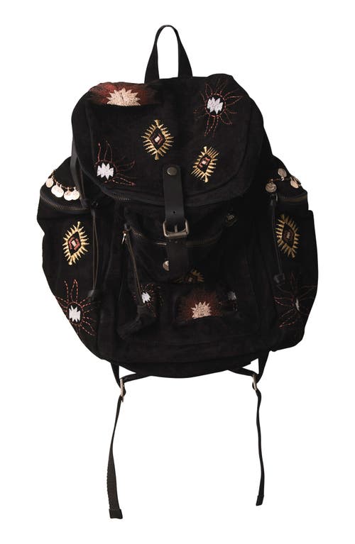 Shop Free People We The Free Versaille Embroidered Suede Backpack In Black