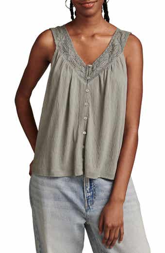 Lucky Brand Women's Sandwash Smocked Shoulder Tank Top In Ethereal White