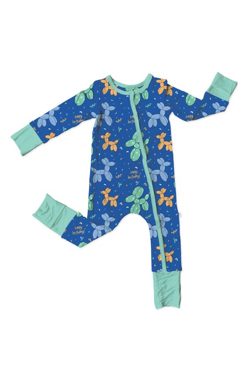 Laree + Co Party Animals Print Convertible Footie Pajamas in Blue