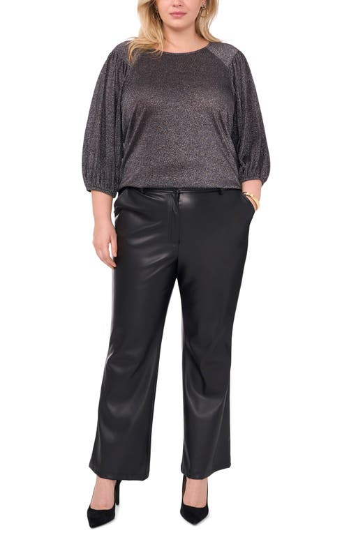 Shop Vince Camuto Metallic Puff Sleeve Top In Rich Black