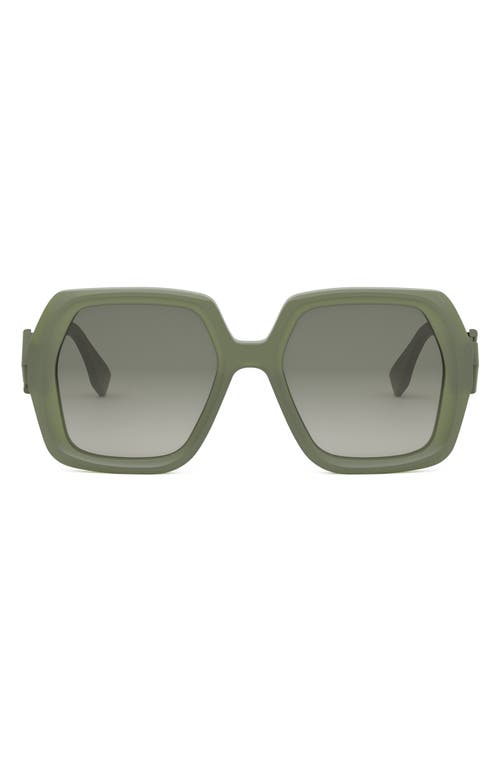 'Fendi Diamonds 51mm Square Sunglasses in Shiny Light Green /Green at Nordstrom