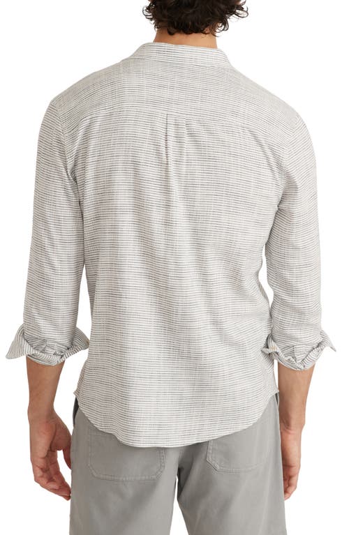 Marine Layer Selvage Striped Long Sleeve Button Front Shirt In Natural/black Stripe