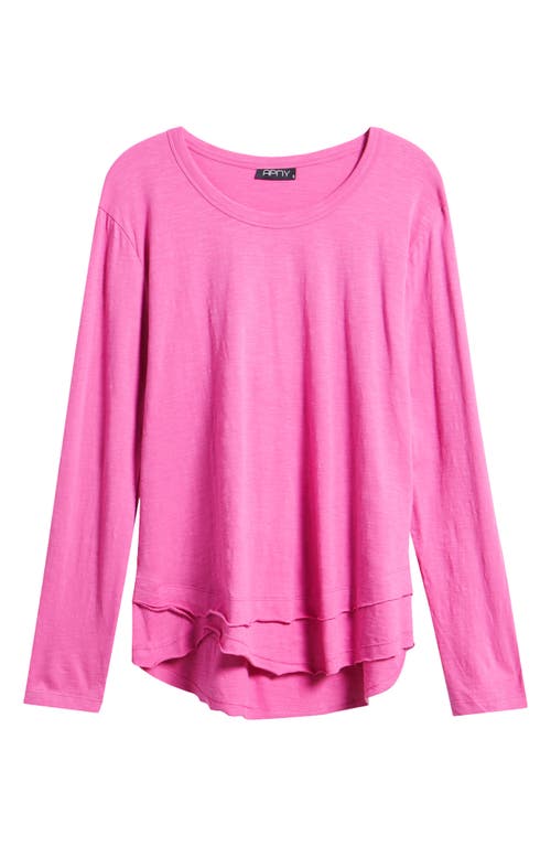 Apny Layered Hem Cotton Slub Top In Raspberry