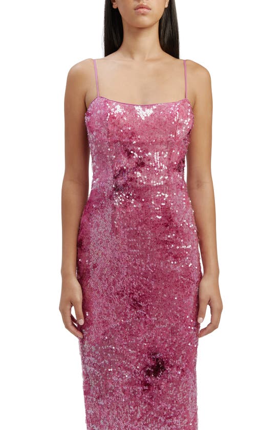 Shop Bardot Infinite Sequin Cocktail Midi Dress In Party Pink