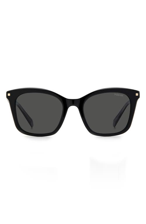 51mm Polarized Rectangular Sunglasses in Black /Gray Pz