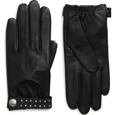 Allsaints Stud Drivier Leather Gloves, Black