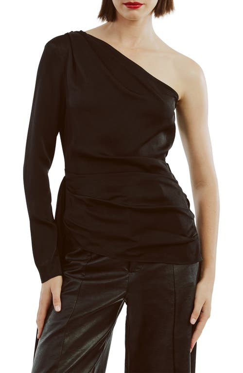 Shop Bardot Elisabetta One-shoulder Satin Top In Black