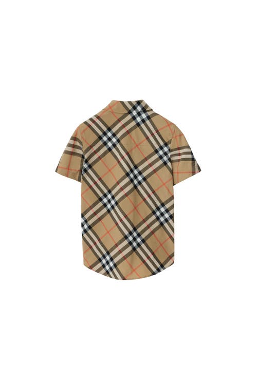 Burberry Childrens Check Cotton Shirt In Sand