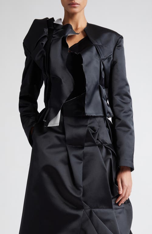 Comme des Garçons Deconstructed Asymmetric Satin Jacket in Black at Nordstrom, Size Small