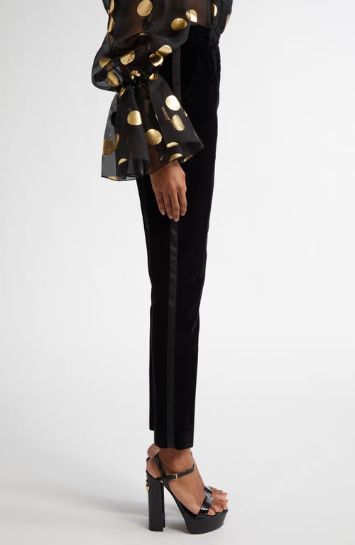 Shop Dolce & Gabbana Dolce&gabbana Tailored Velveteen Tuxedo Pants In N0000 Nero