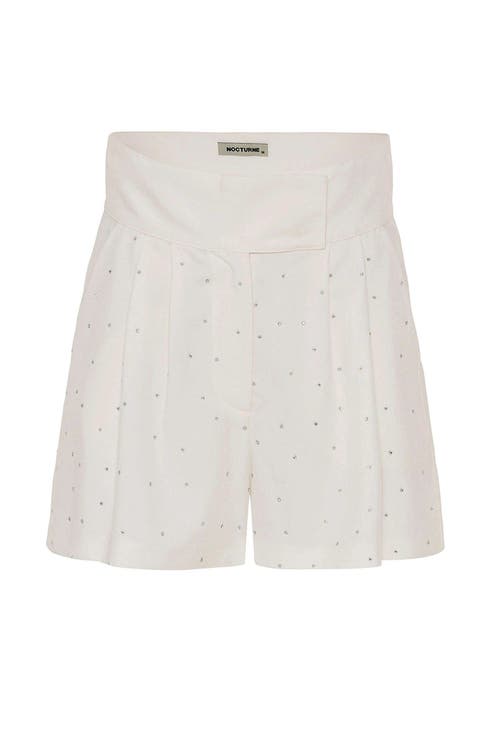 Embellished Shorts in Ecru