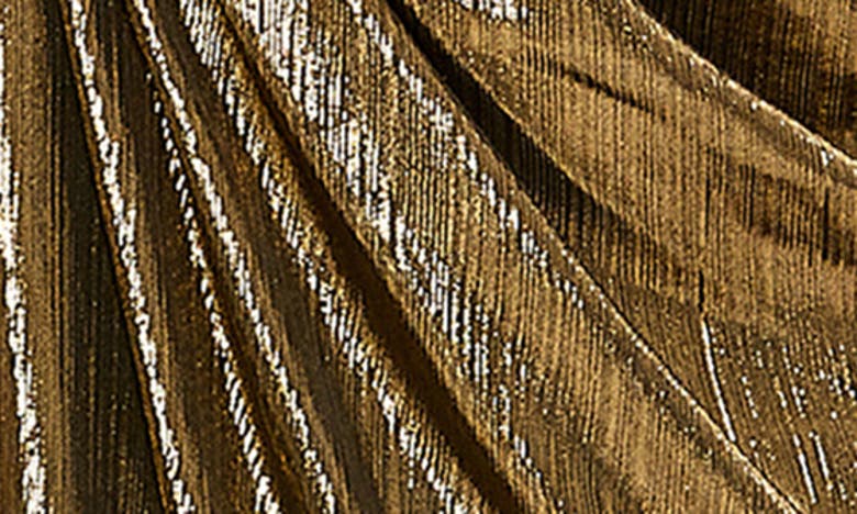 Shop Ieena For Mac Duggal Asymmetric Metallic Wrap Front Gown In Gold