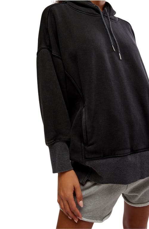 Shop Free People Fp Movement Sprint To The Finish Oversize Cotton Blend Hoodie In Black