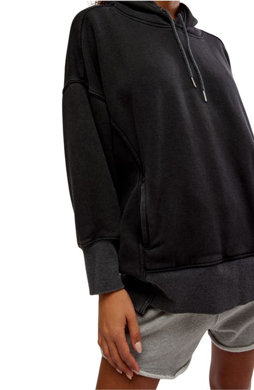 Shop Free People Sprint To The Finish Oversize Cotton Blend Hoodie In Black