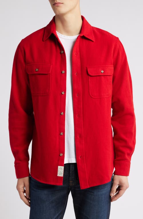 Schott NYC Flannel Button-Up Work Shirt in Red 