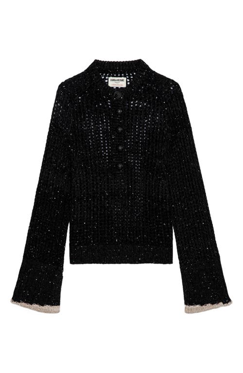 Shop Zadig & Voltaire Halty Weco Sequin Open Stitch Sweater In Noir