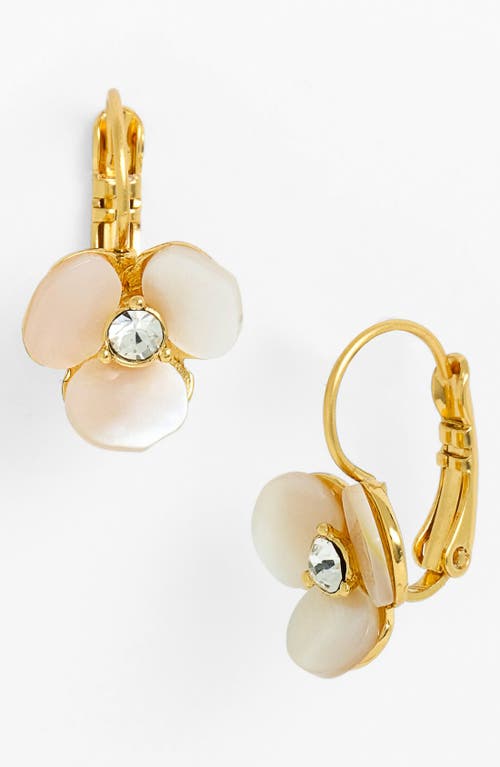 Kate Spade Disco Pansy Mother-of-pearl Leverback Earrings In Cream/clear/gold