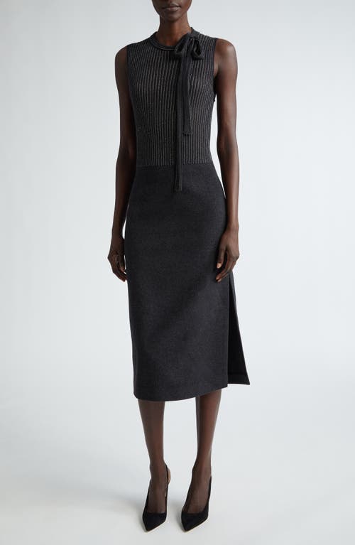 St John St. John Collection Mixed Media Midi Sweater Dress In Heather Carbon
