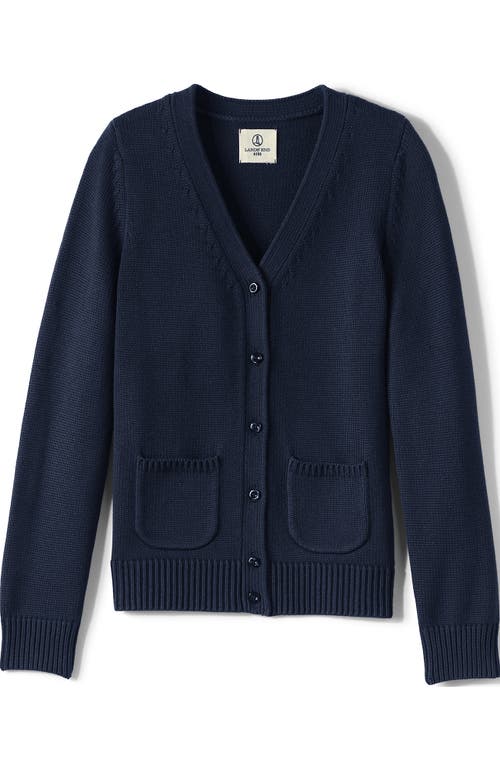 LANDS' END LANDS' END SCHOOL UNIFORM GIRLS COTTON MODAL BUTTON FRONT CARDIGAN SWEATER