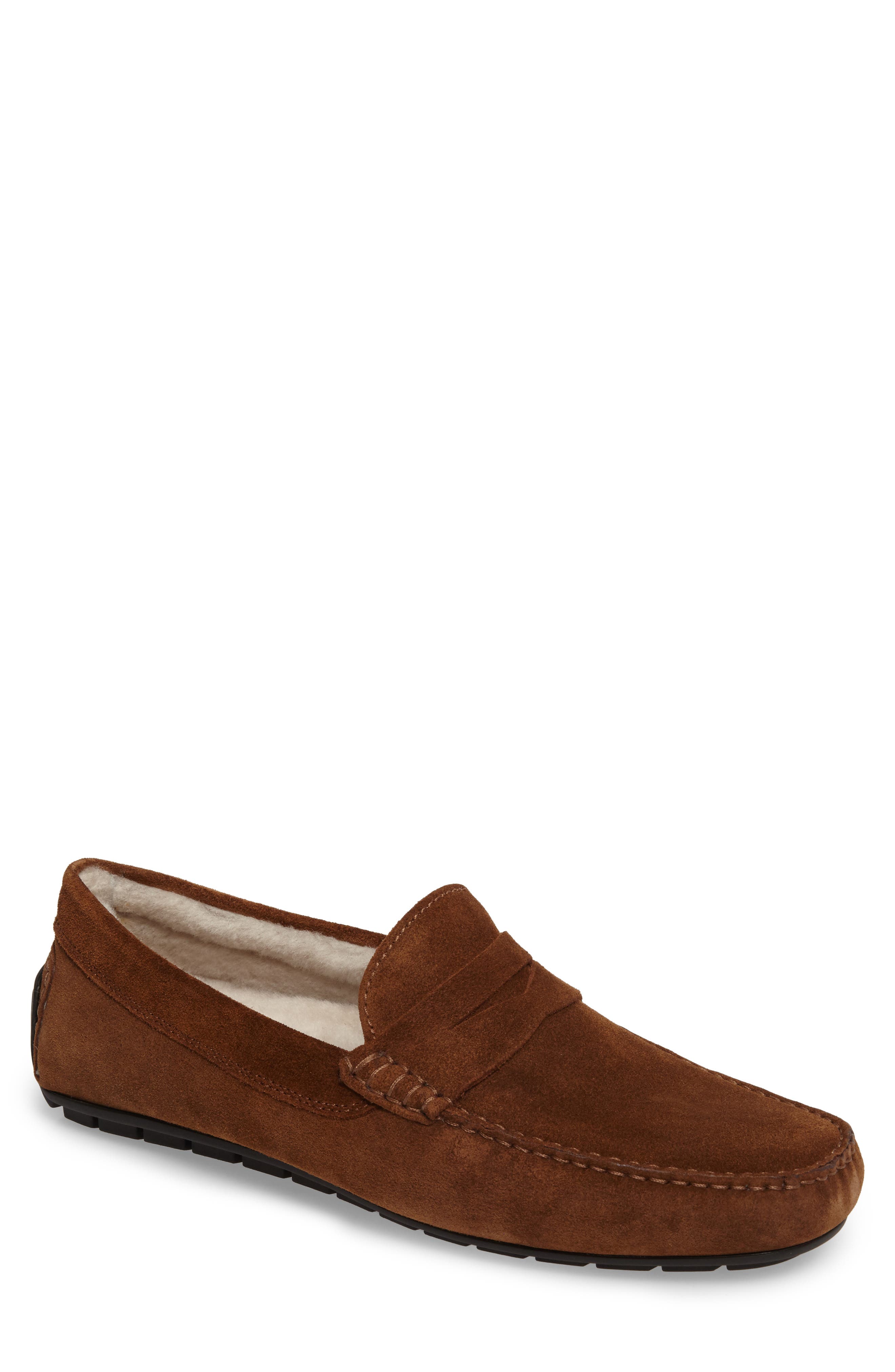 To Boot New York Norse Penny Loafer With Genuine Shearling, Brown