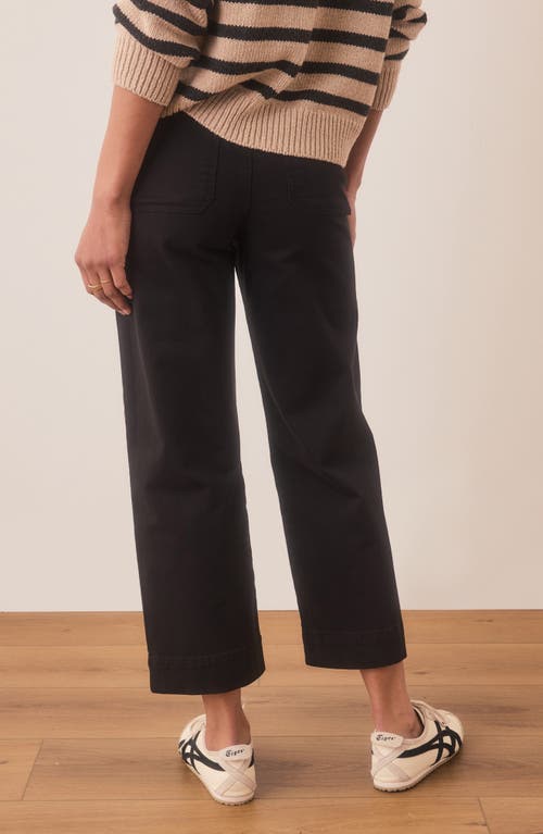 Marine Layer Bridget Cotton High Waist Wide Leg Crop Pants In Faded Black