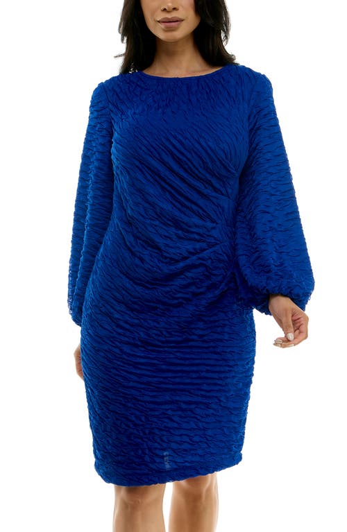 Nina Leonard Glitter Long Sleeve Body-con Dress In Royal