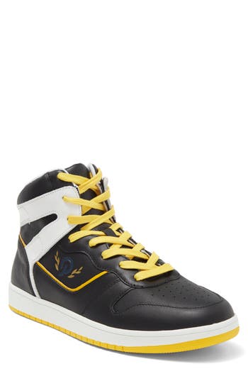 Official Program Court High Top Sneaker In Black/white/dark Yellow