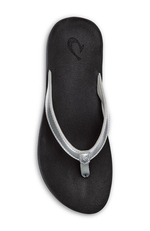 Shop Olukai Puawe Flip Flop In Silver/black