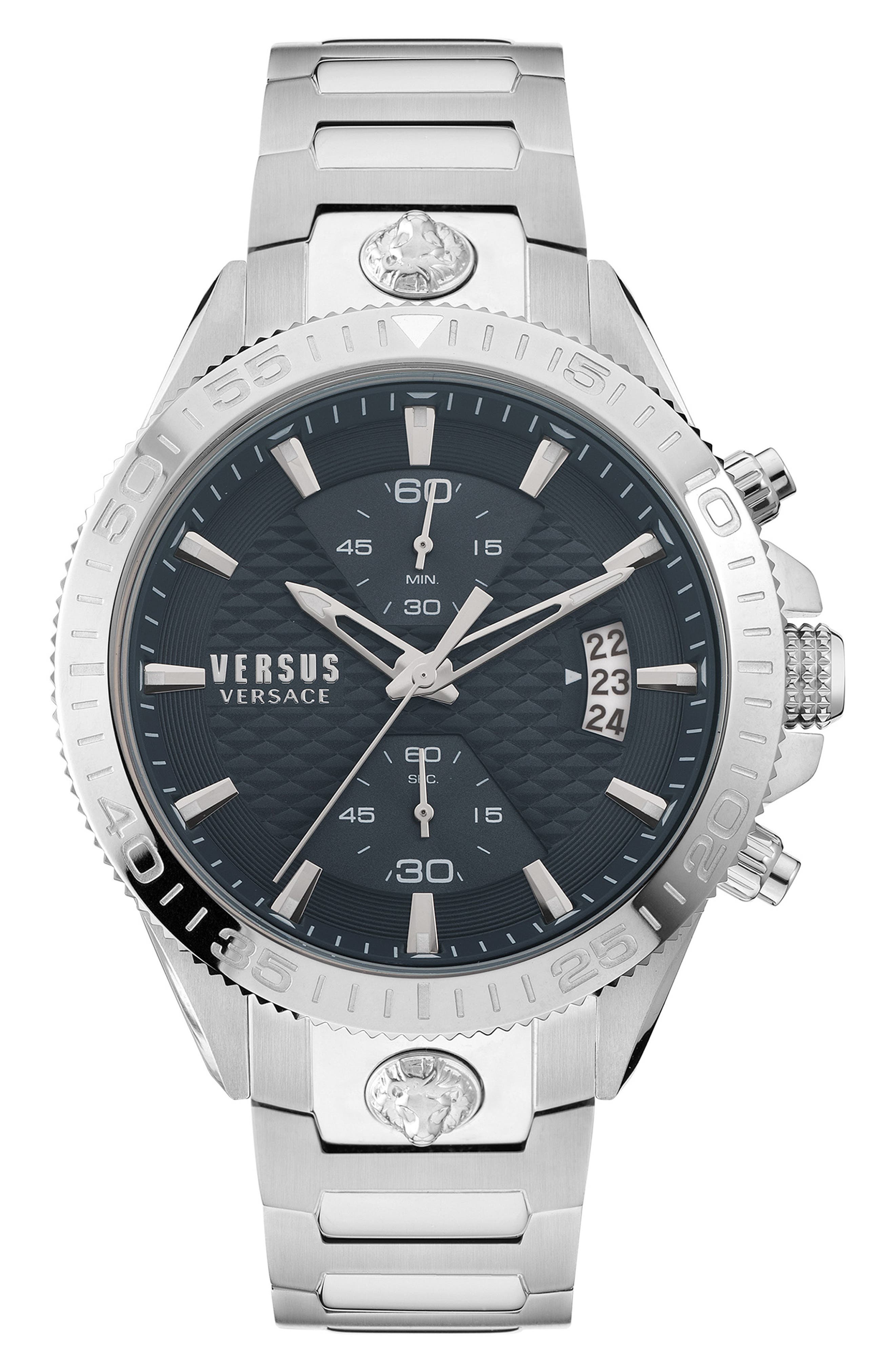 Versus Men's Chronograph Colonne Ion Plated Stainless Steel Bracelet Watch 44mm Black